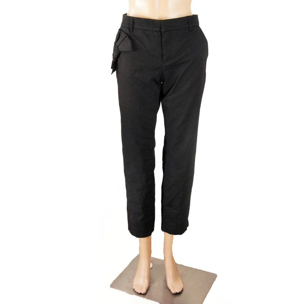 Red Valentino Bow Detail Black Mid Rise Capri Pants